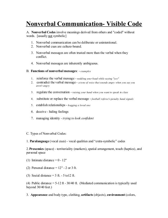visual code in nonverbal communication nonverbal codes pdf